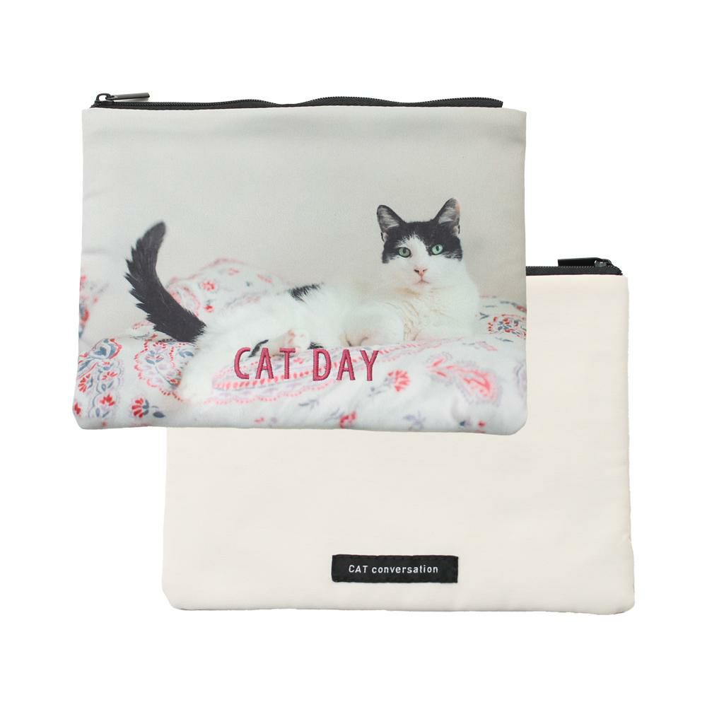 CAT DAYフラットポーチの商品ページ|ポルカポルカ